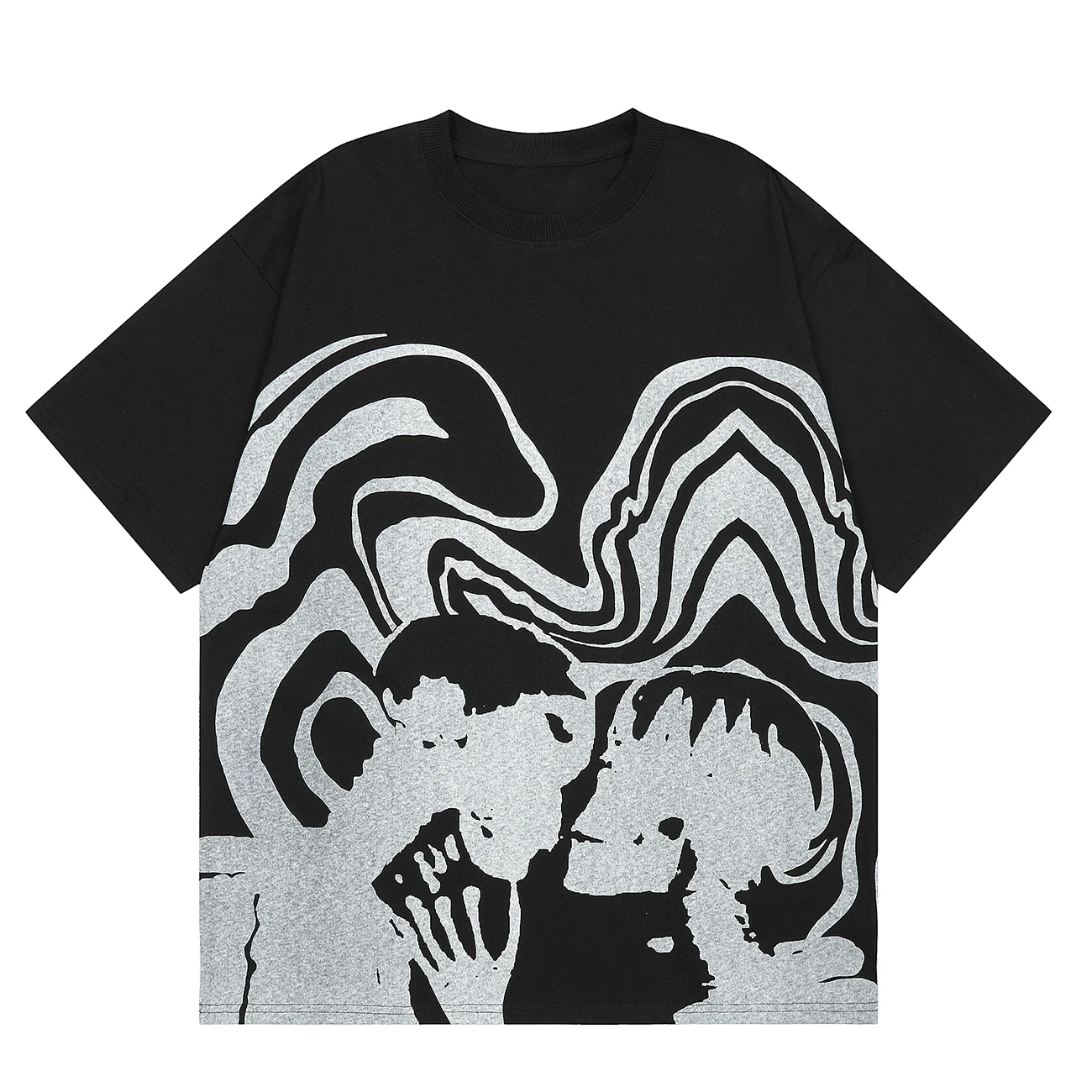 

Футболка с абстрактным изображением пары, летняя Свободная Повседневная Уличная футболка с короткими рукавами для мужчин и женщин, 2023