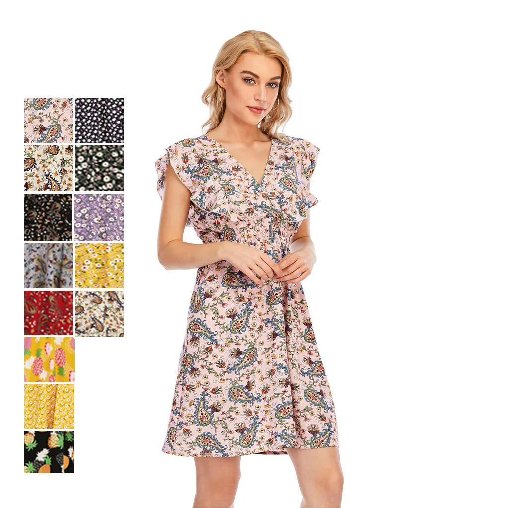 

Женское шифоновое платье с V-образным вырезом, без рукавов