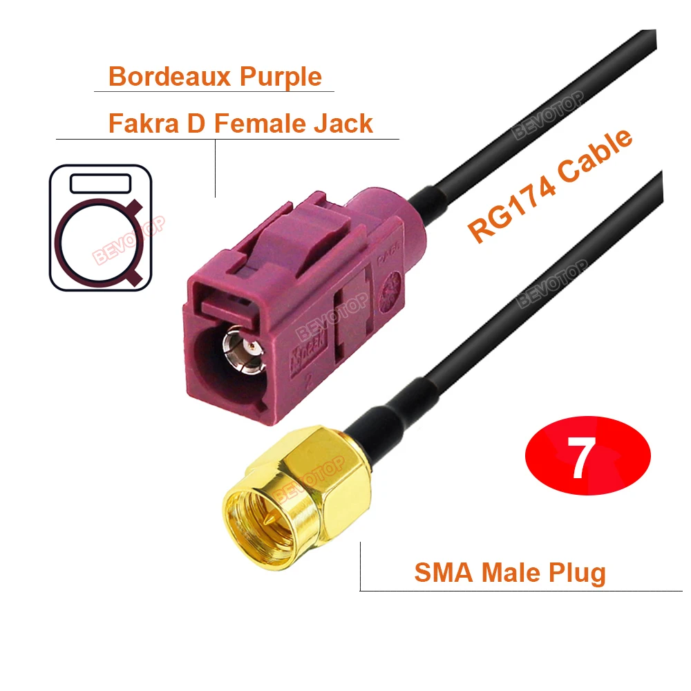 

1 шт. 10 см ~ 20 м Fakra D к SMA «папа»/мама RG174 удлинительная перемычка для жгута проводов GSM BEVOTOP косичка на заказ