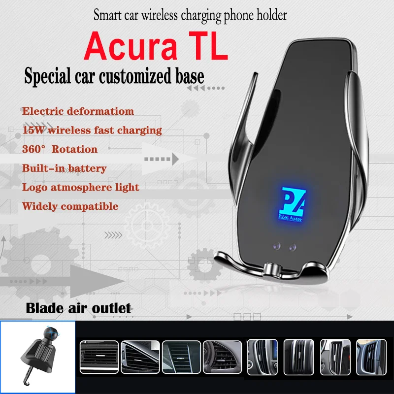 

For Acura TL Car Cell Mobile Phone Holder Wireless Charger 15W Mount Navigation Bracket GPS Fit 3.2 2006 3.5 2009 2010 2012