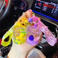 oil keychain liquid mug design fruit floating bottle pendant female gift couple bag mobile phone lanyard jewelry wholesale