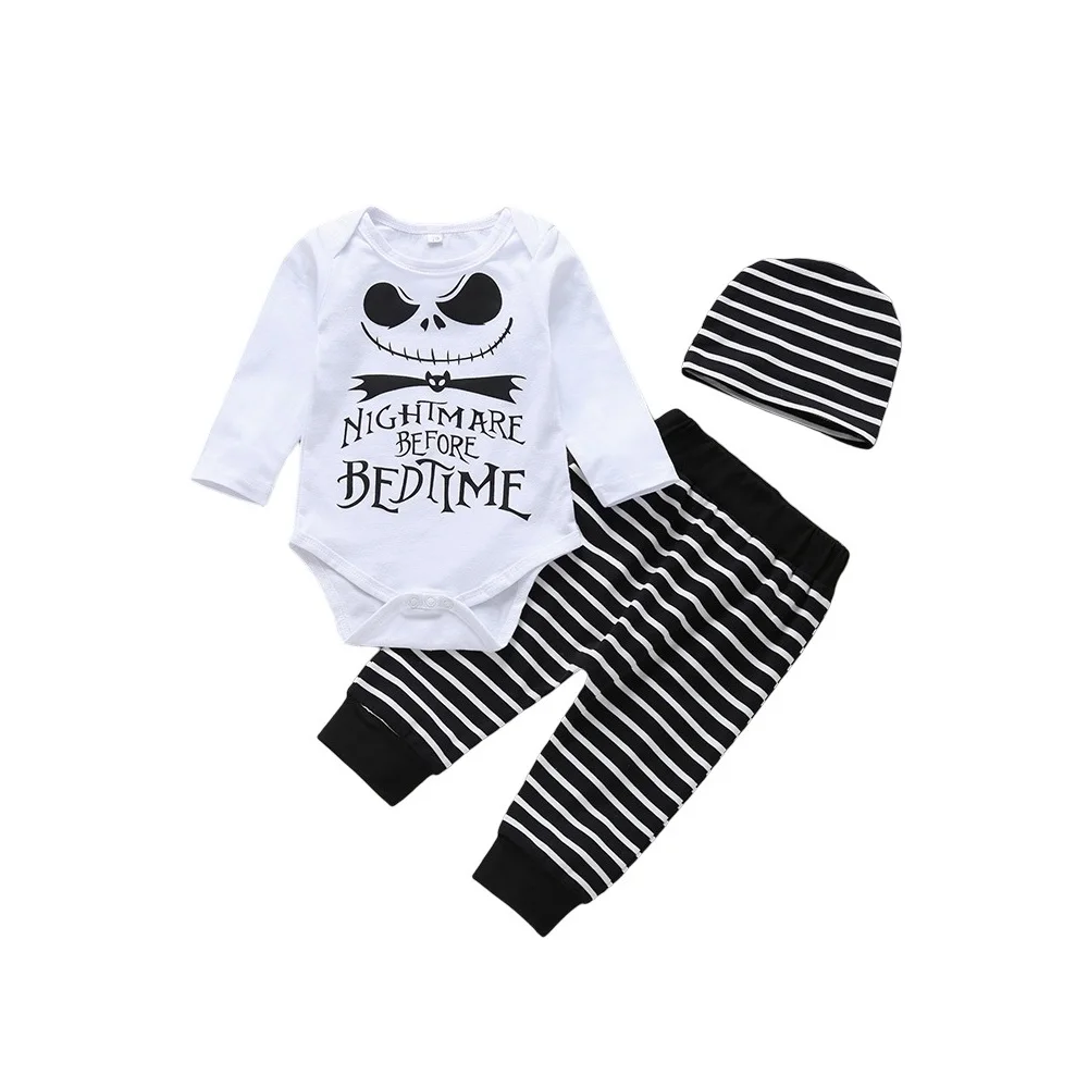 

Halloween Baby Clothes Autumn Newborn Infant Baby Boy Girl Clothing Sets Cotton Long-Sleeve Rompers+Pants+Hat 3 Piece Suits