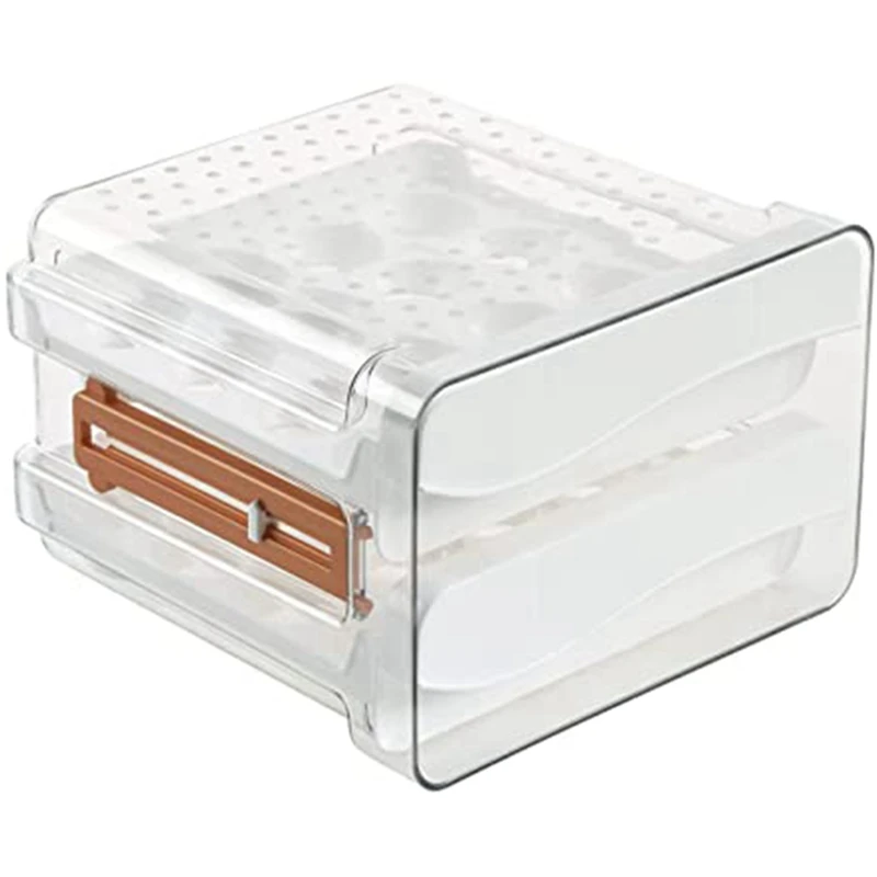 32 Capacity Egg Holder For Refrigerator,Egg Container For Refrigerator,2 Drawers Egg Storage Container Organizer Bin