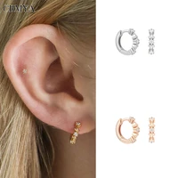 crmya gold silver plated hoop earrings for women piercing 3 cz zircon circle modern womens earrings 2022 jewelry wholesale