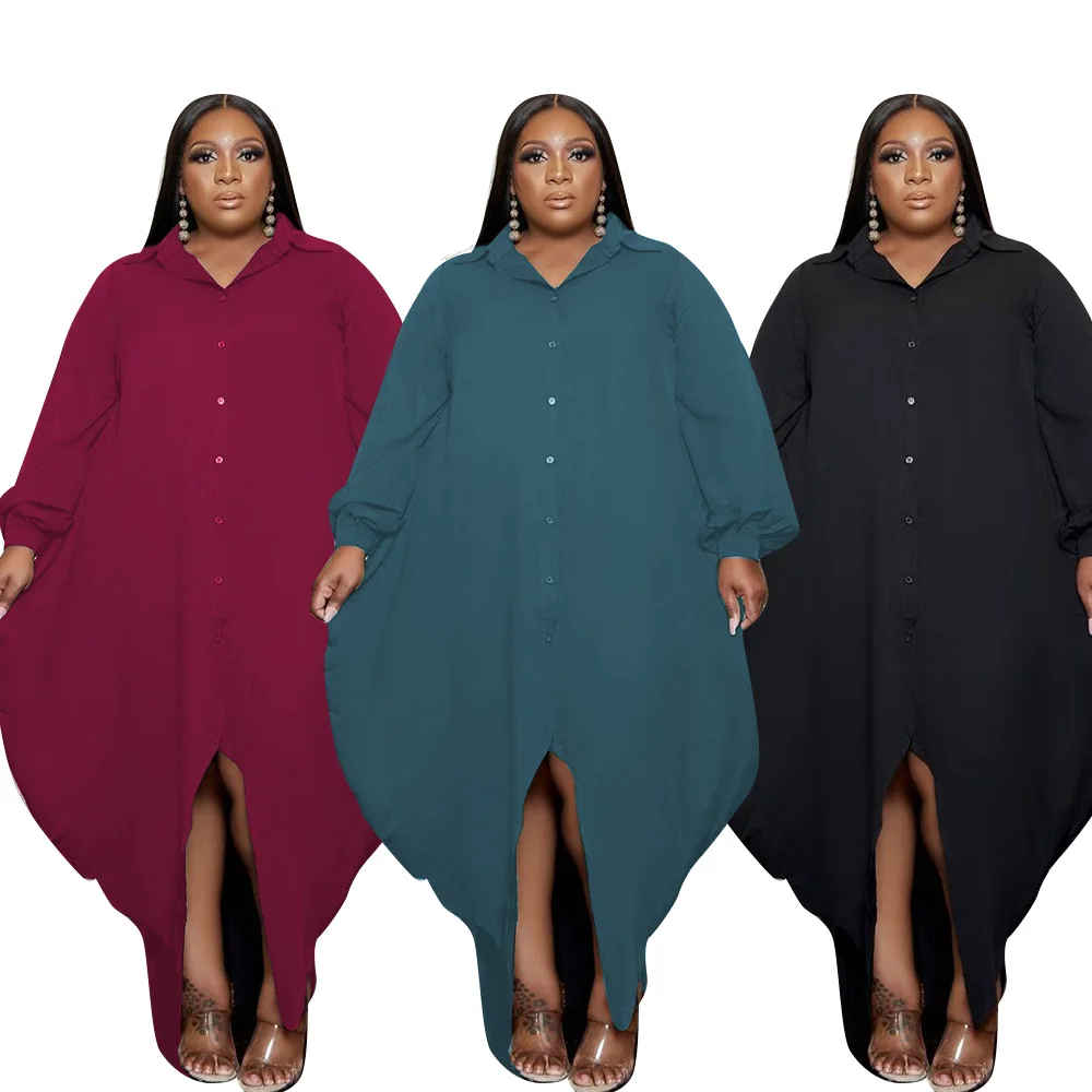 

Casual women's solid button up shirt dress 13259 vestidos dresses for women