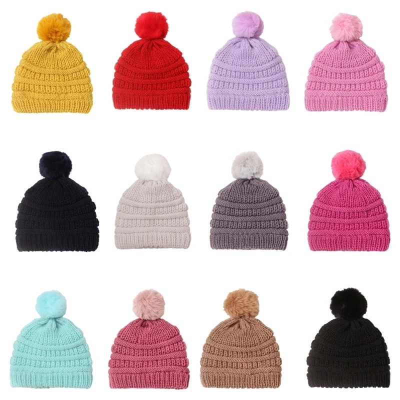 

Baby Knit Hat Cosy Toddlers Winter Hat with Pom Pom Design, Versatile Children's Autumn Winter Woolen Yarn Drop shipping