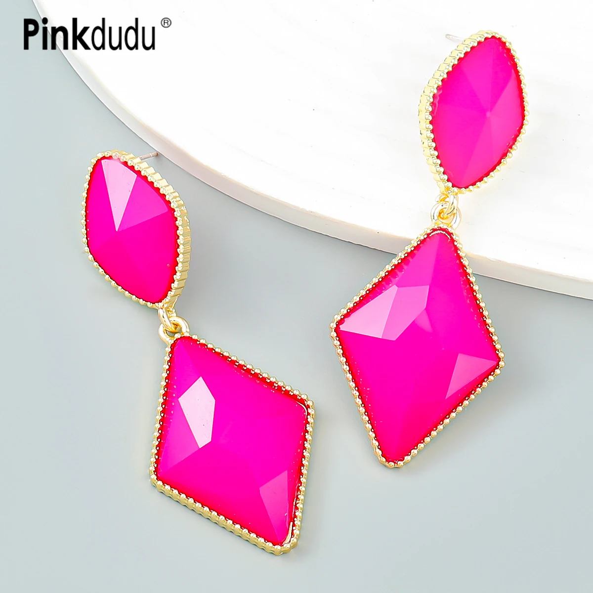

Pinkdudu 5 Color Square Pendant Drop Earrings Elegant Simple Resin Geometric Office Party Earring for Women Jewelry Gifts PD886