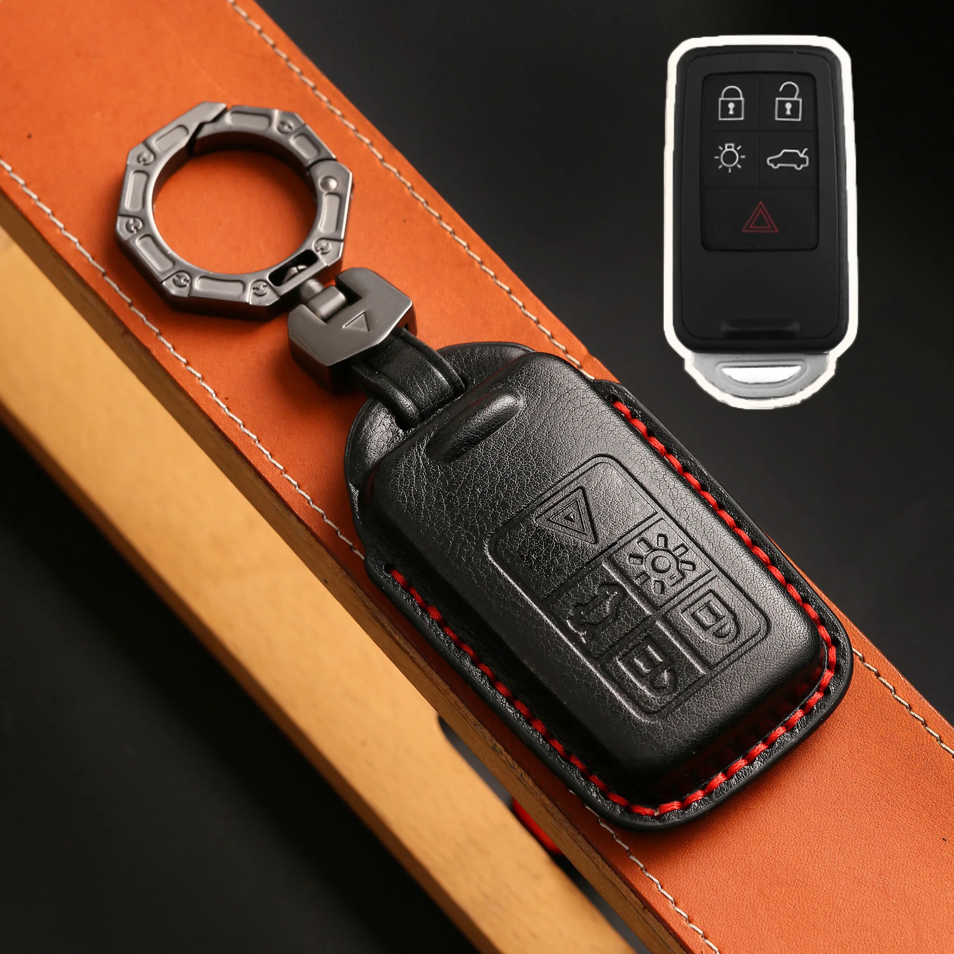 

Luxury Leather Car Key Case Cover Fob Shell for Volvo XC60 V60 S60 XC70 V40 Car Accessories