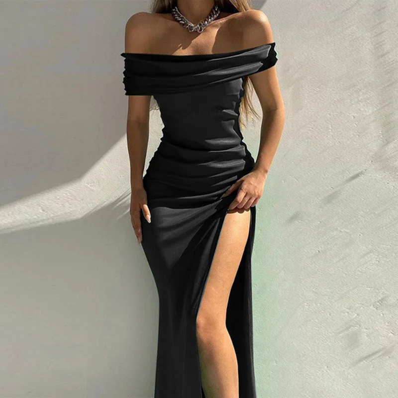 Party 2022 Split Green Sexy Satin Dress for Women Black Lady Foraml Club Maxi Long Dresses Elegant Lady Backless Outwear PR1088G images - 6