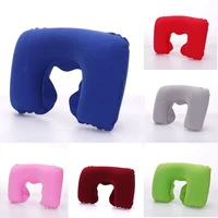 flocking portable inflatable u shape neck airplane driving nap support head rest office air cushion comfortable pillow