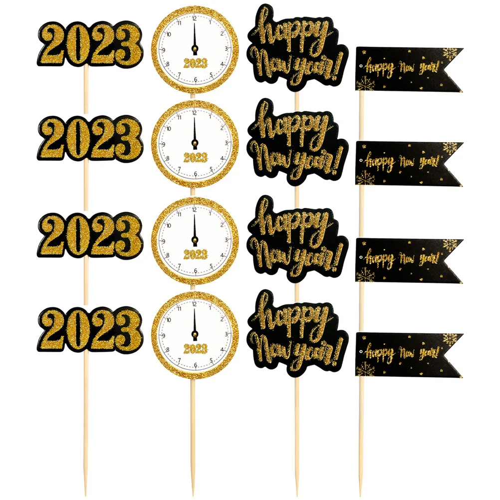 

New Year Cupcake Cake Picks Toppers Topperdessert Decoration Decorations Toothpick Pick Cocktail Birthday Nye Salad Stick