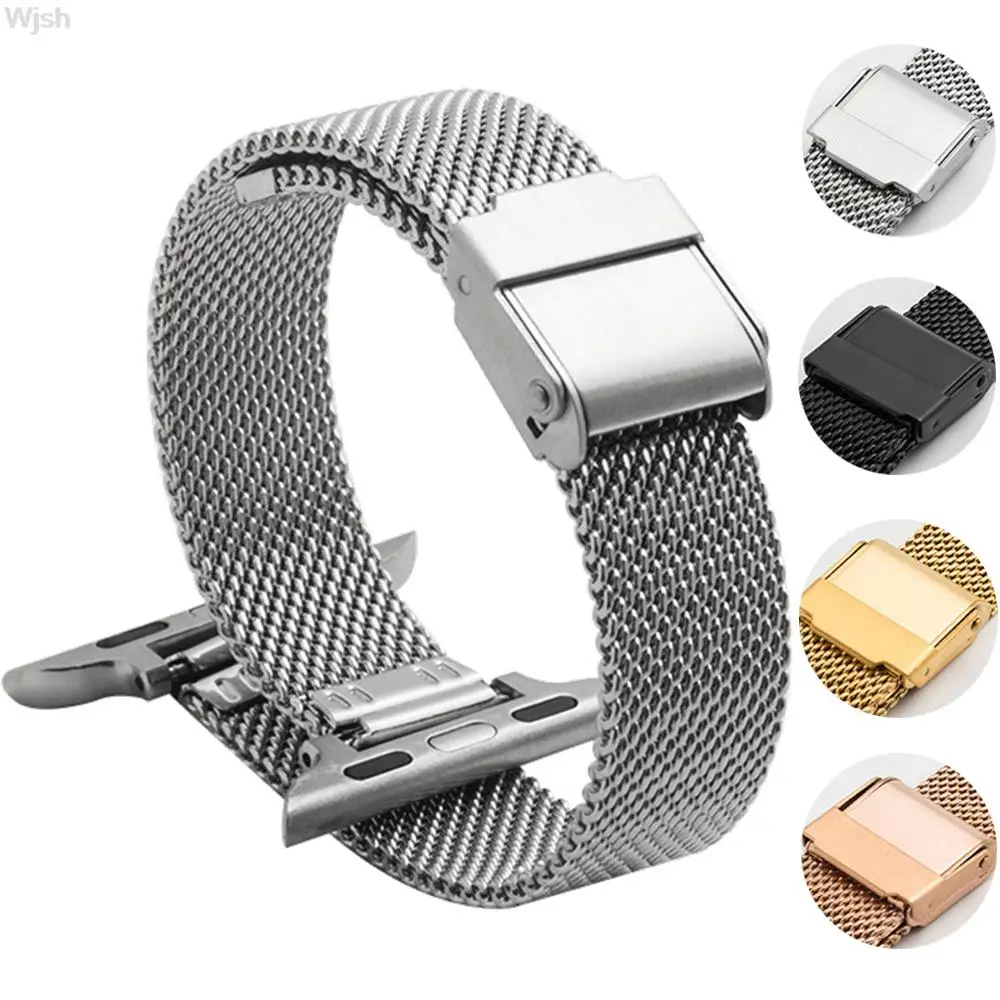 

Milanese Strap for Apple Watch 44mm 40mm 42mm 38mm Slim Stainless Steel Metal Wrist Band Bracelet for iWatch Series SE 6 5 4 3 2