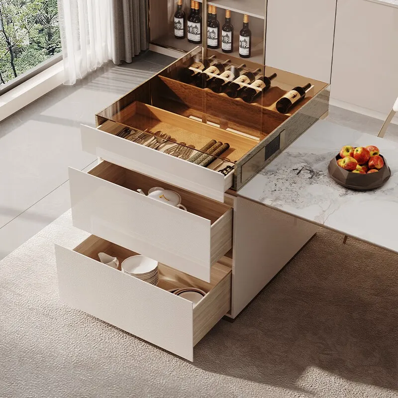 

Открытый кухонный Телескопический остров на платформе, кухонный шкафчик-сервант, стойка для вина, шкаф, Спеченный камень, для отдыха, чайного бара