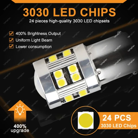 2/4 шт. CANBUS 1156 BA15S 1157 BAY15D Светодиодная лампа 12 В 3030-24SMD 6500K Белый Желтый Красный Автомобильный задний тормоз Парковочные указатели поворота
