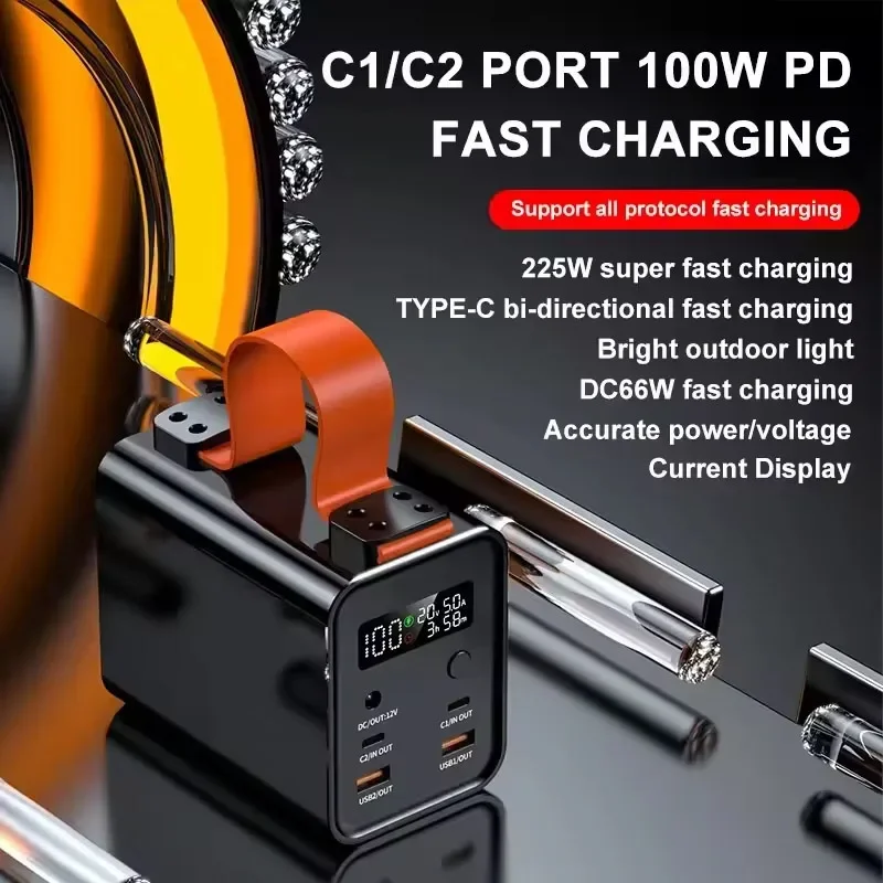 Фото Мощный портативный блок питания мощностью 100 Вт с USB типа C и большой емкостью 60000 мАч для электростанции Портативный банк аварийной ситуации №5