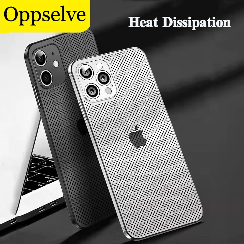 

Heat Dissipation Breathable Cooling Case For iPhone 13 12 11 Pro Max XR XS X 8 7 Plus SE 2022 12Pro PP Plain Color Coque Capinha