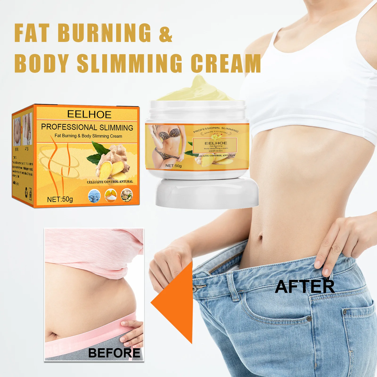 

Ginger Fat Burning Cream Anti-cellulite Full Body Slimming Weight Loss Massaging Cream JAN88