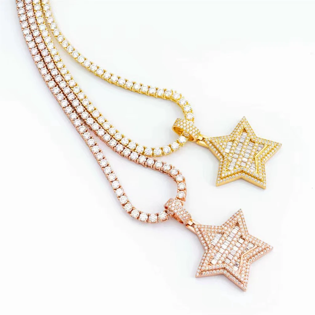 

Цепочка с кулоном в виде муассанита для мужчин и женщин, ожерелье из стерлингового серебра 925 пробы с цепочкой для тенниса