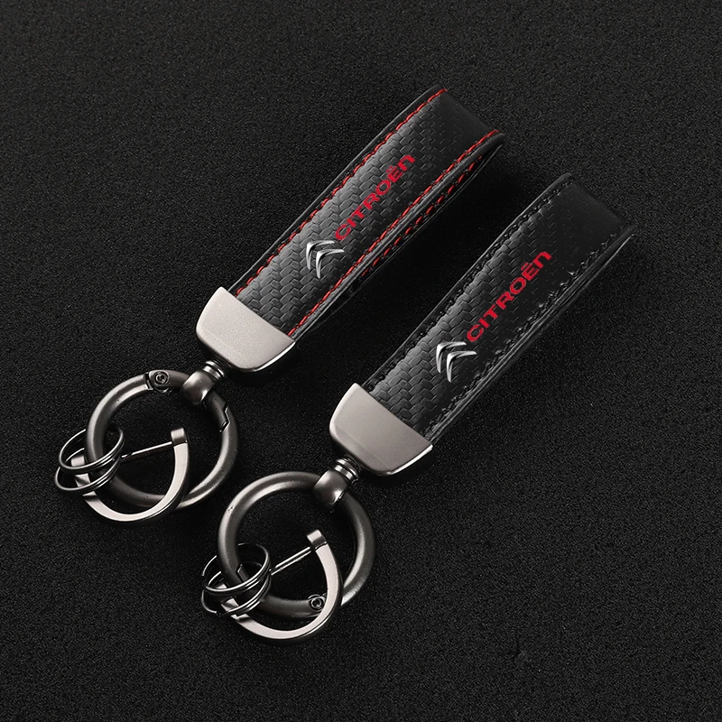 Leather Carbon Fiber Car Rings Keychain Zinc Alloy Keyrings For  Citroen C1 C2 C3 C4 Picasso C5 DS3 DS4