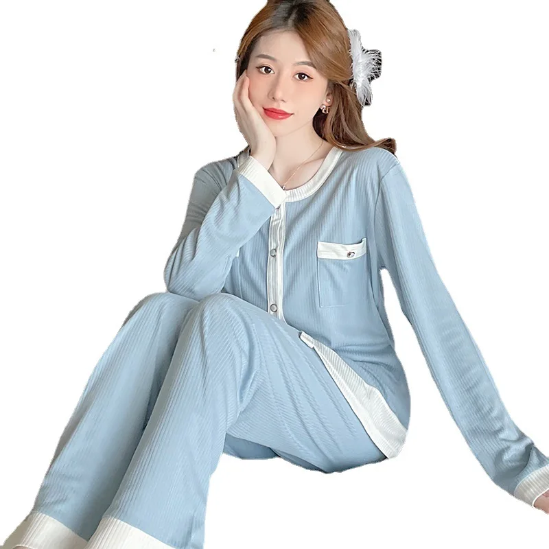 Pajama Women 2022 New Spring Autumn Thin Cotton Loose Cardigan Casual Korean Home Clothes Lady Nightwear Sleepwear Sleep Tops