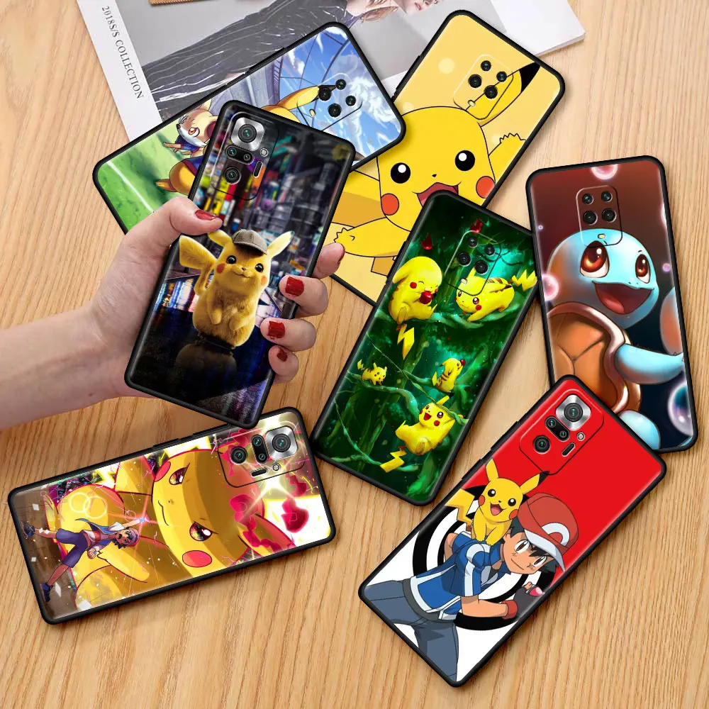 

Case for Xiaomi Redmi 9S 9 8 10 11 Pro K40 9C 9A 8T 7 9T 7A 8A Black Soft Silicone Phone Cover Shell Pika-Cute-P-okemons
