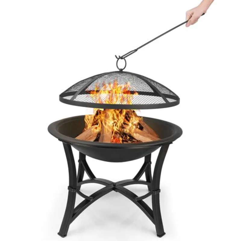 

Fire Pit Fire Bowl with Grill 3in1 Fire Pit Fire Basket Spark Protection BBQ Heating for Camping Grill Portable Grill