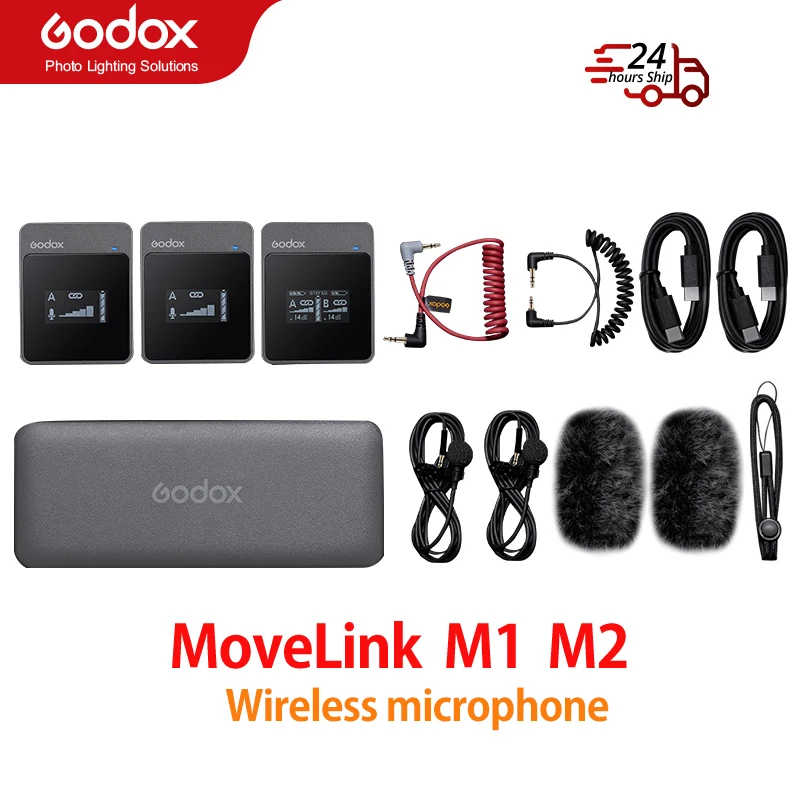 Беспроводной лавальерный микрофон Godox MoveLink M2 M1 2.4GHz для камер DSLR, видеокамер, смартфонов и планшетов на YouTube.