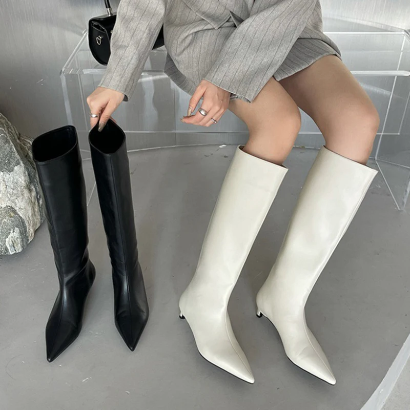 

Women Knee high Boots Pointed Toe High Heels Female Casual Shoes 2022 New Fashion Party Footwear Ladies elegant Long Boots