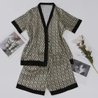 QWEEK, Роскошный домашний костюм для женщин, пижамный комплект, одежда для сна с принтом, атласная одежда для отдыха и комнаты, ночная рубашка, весна 2021