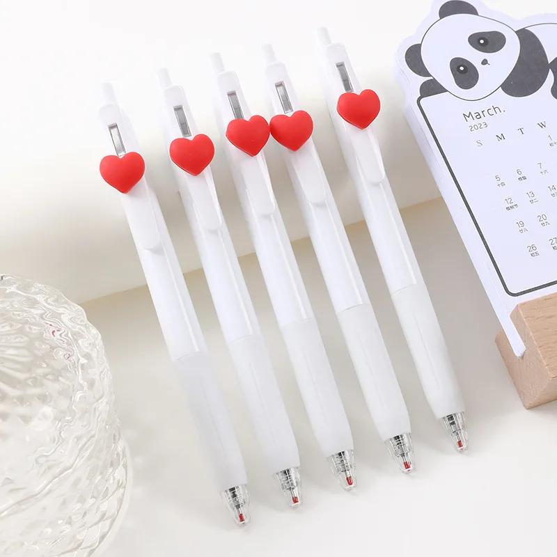 

5pcs Cute Love Pendant Gel Pen Black Ink Kawaii Ballpoint Pen Japanese Stationery Pen Set School Supplies Back To School