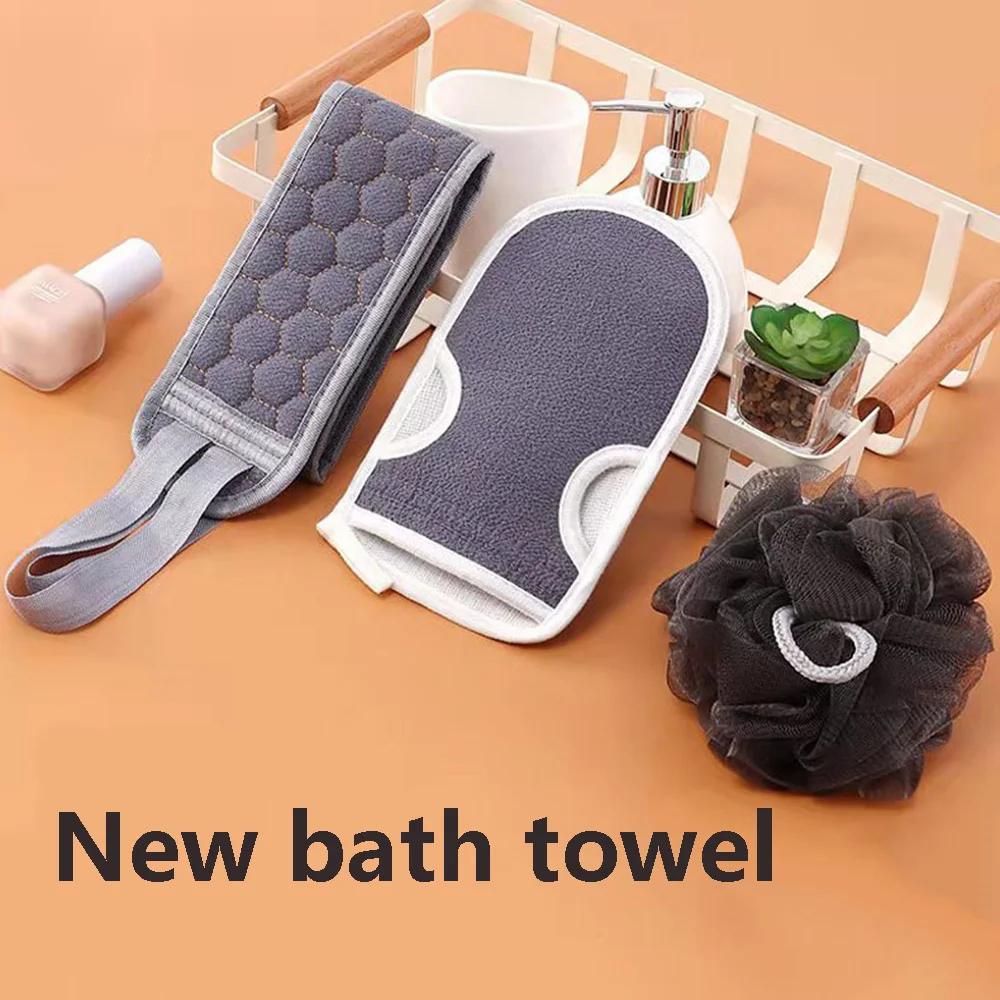 

Three-Piece Bath Flower Pull Back Strip Scrubbing Glove Set Strong Mud Bath Gloves Ball Belt Body Cleaner Exfoliating Scrubbers