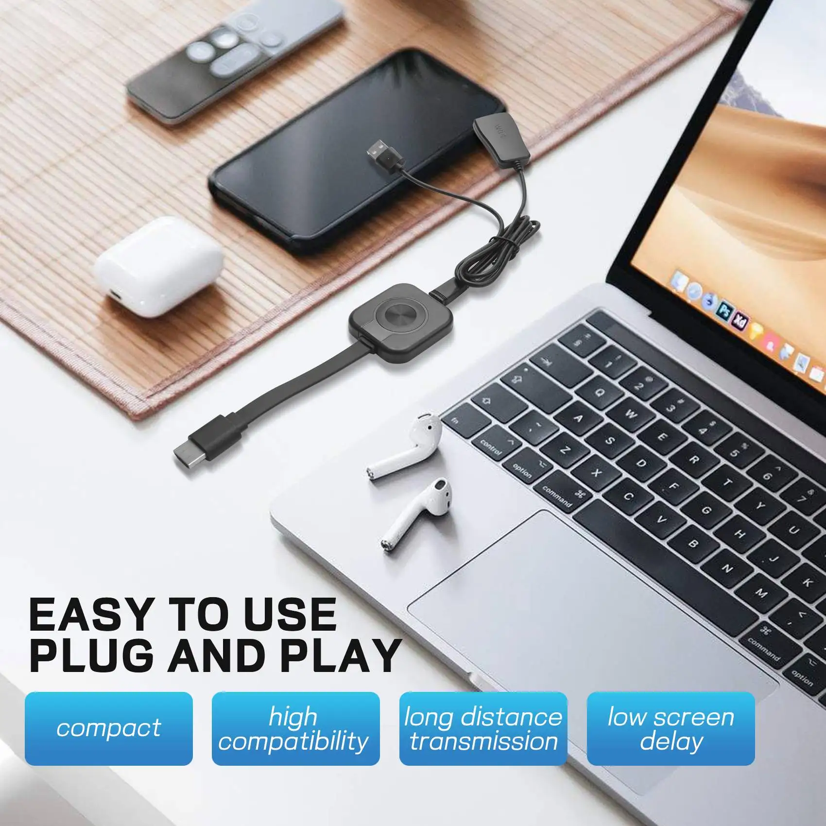 Фото doyme WiFi Display Dongle, HDMI-совместимый ТВ-донгл, 1080P TV Stick, WiFi-донгл для Android, Netflix, YouTube, для iOS, Mac №1