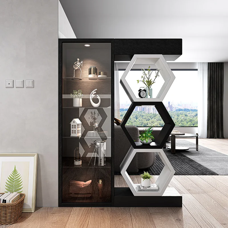 

Living room entrance porch cabinet household modern simple luxury wind double-sided shelf wine cabinet