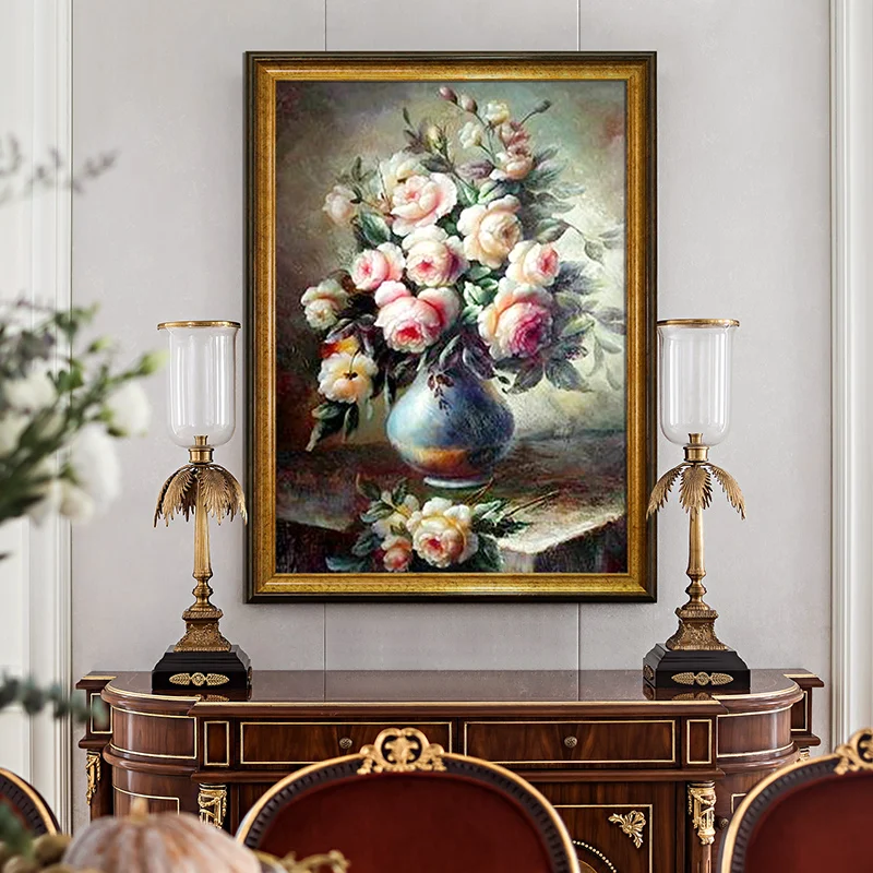 

Hand-painted Oil Painting European Classical Still Life Flower American Home Restaurant Porch Decoration Painting Rose