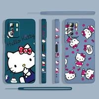 anime hello kitty for xiaomi redmi note 11 11s 10 10s 9 9s 9t 8 8t 7 5 pro 4g 5g liquid left rope phone case fundas coque capa
