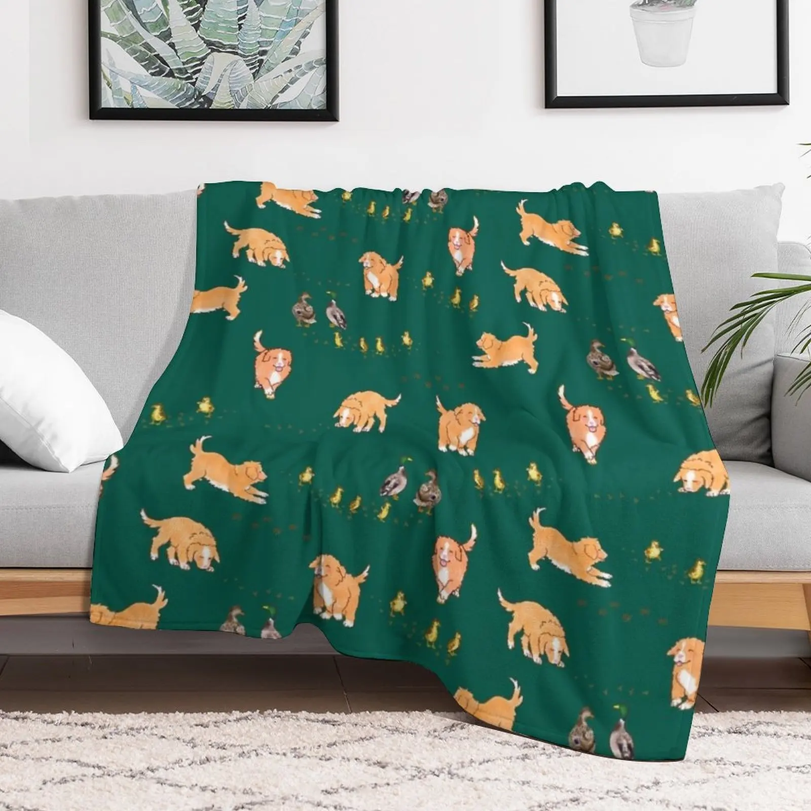 Толлер щенки и утки - лесно-зеленое одеяло свободные термоодеяла для детских