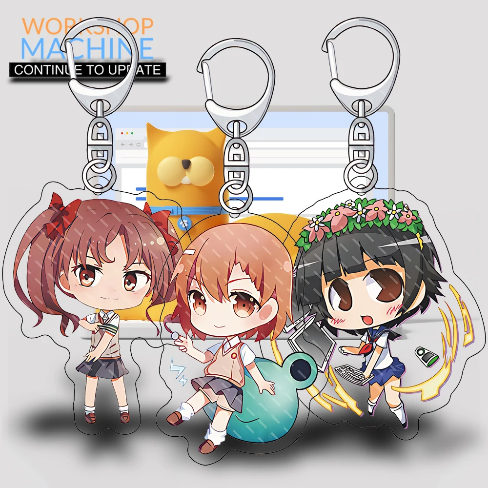

A Certain Scientific Railgun Anime Manga Couple Male Student School Bag Pendant Car Phone Acrylic Keychain High Precision 6cm