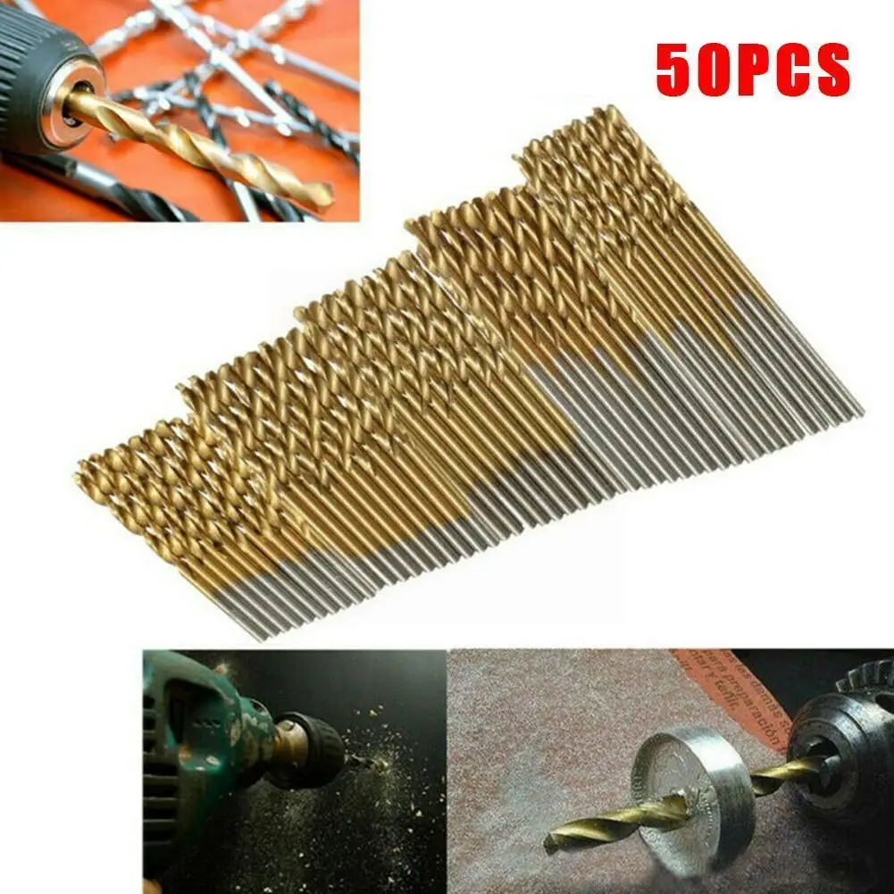 

10/25/50Pc Titanium Coated Drill Bits Set Mayitr HSS Mini Extractor Drill Bit 1/1.5/2/2.5/3mm For Metal Wood Drilling Tools N2W2