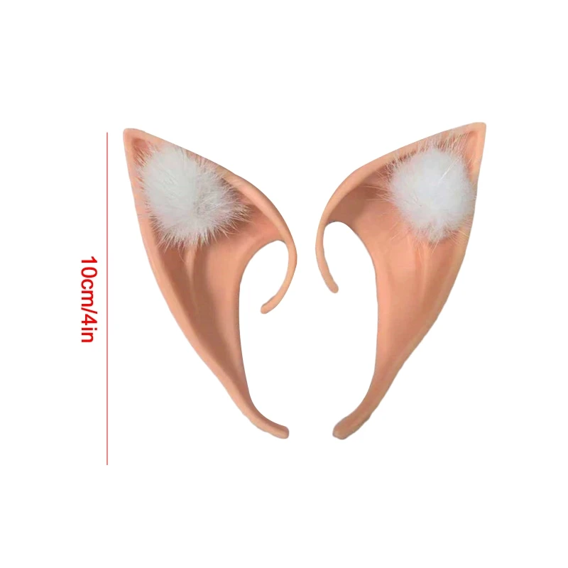 

Декор для косплея H9ED Elf Ears Pom Poms, Хэллоуин, латексные уши эльфа, мягкие безвредные реквизиты с искусственными ушами, сказочный ангел, наряд дл...