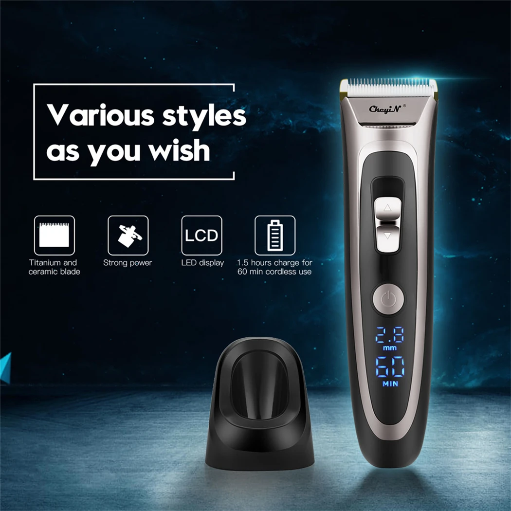 

CkeyiN Professional Hair Trimmer Machine Rechargeable Cord/Cordless Clipper Ceramic Blade LED Display Haircut Beard Trimmers 48