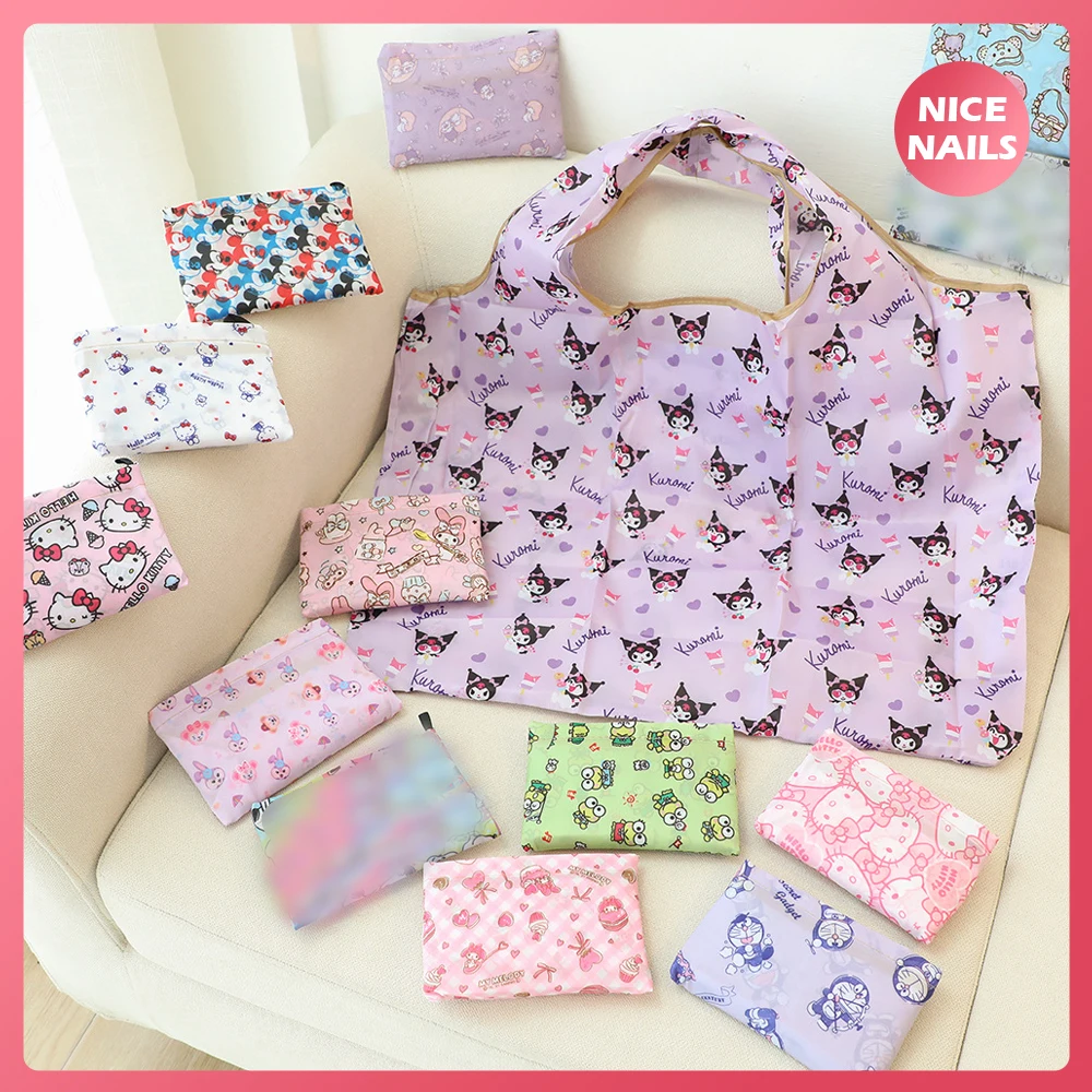 

Cute Cartoon Reusable Shopping Bag Sanriod Hello Kitty Mymelody Kuromi Printing Large Foldable Tote Bag Foldable Tote Bag