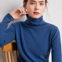 100 pure wool female turtleneck spring and autumn solid color pullover fashion comfortable all match top basic knitted sweater