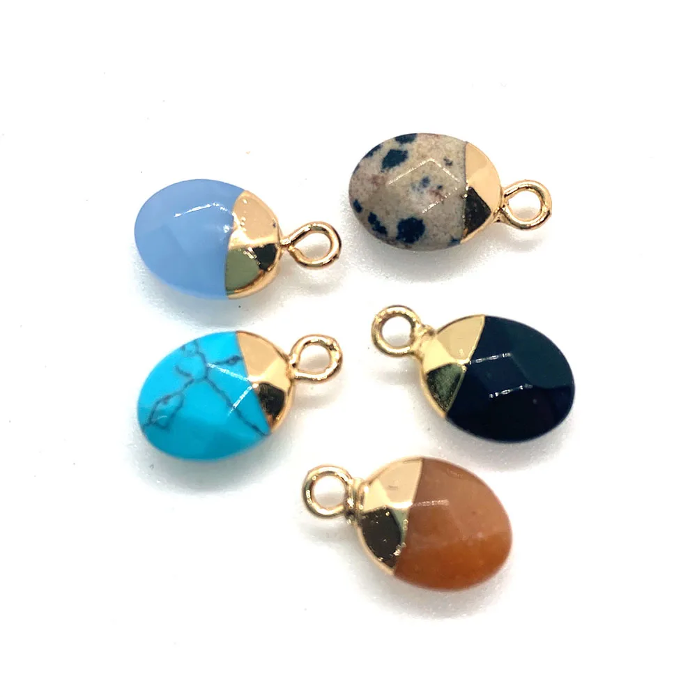 1 шт. очаровательный Аквамариновый натуральный камень кулон ожерелье с Speckled 8x14 мм