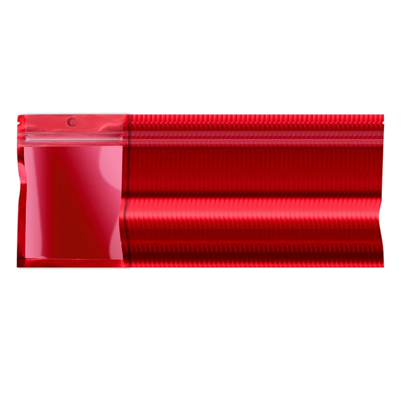 

100 Pieces Zipper Closure Bags Supermarket Hangable Hole Packaging Bags Good Preservation Effect Red