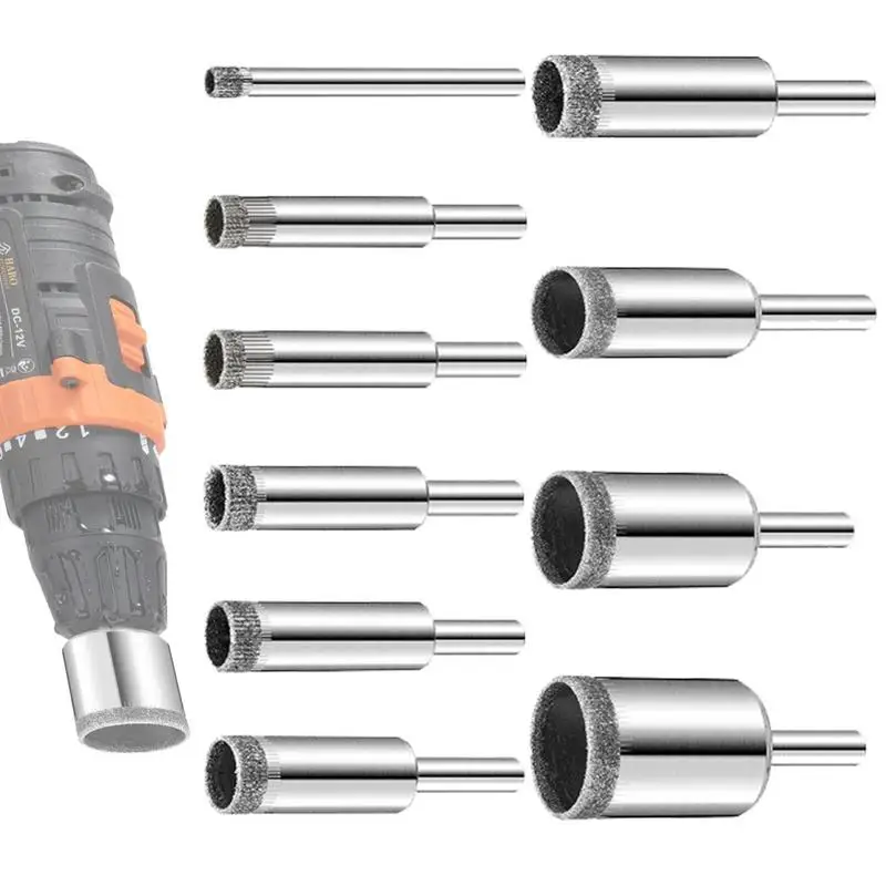 

Diamond Drill Bit Set 10pcs Sturdy Tile Ceramic Hollow Core Extractor Remover Tool Marble Glass Ceramic Porcelain Cutting Tool