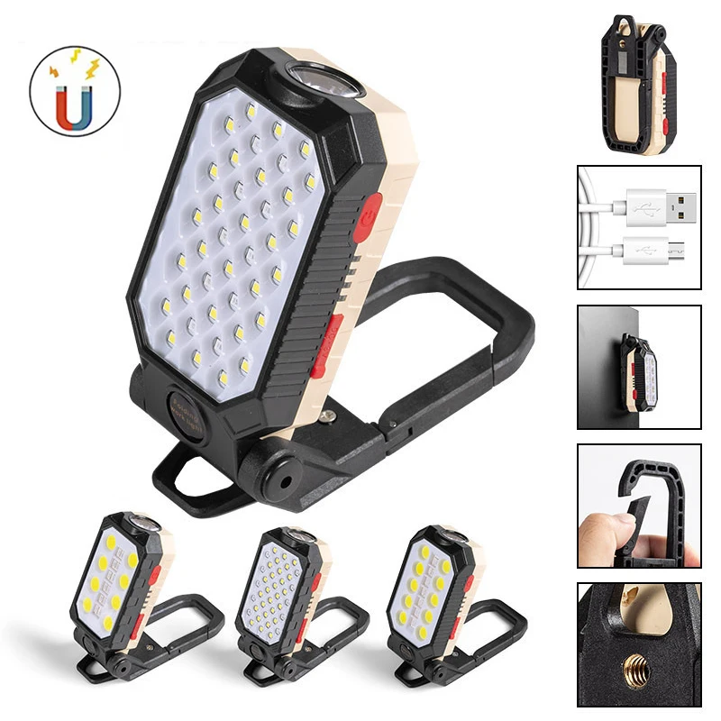 

High Power Led Flashlights USB Charging With Magnet Maintenance Lantern For Emergency Fishing Work Light Camping Equipment Light
