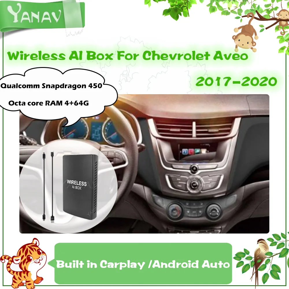 

Qualcomm 450 Android Беспроводная ИИ-приставка для Chevrolet Aveo 2017-2020 Автомобильная смарт-приставка Google YouTube Netflix видео встроенный Carplay