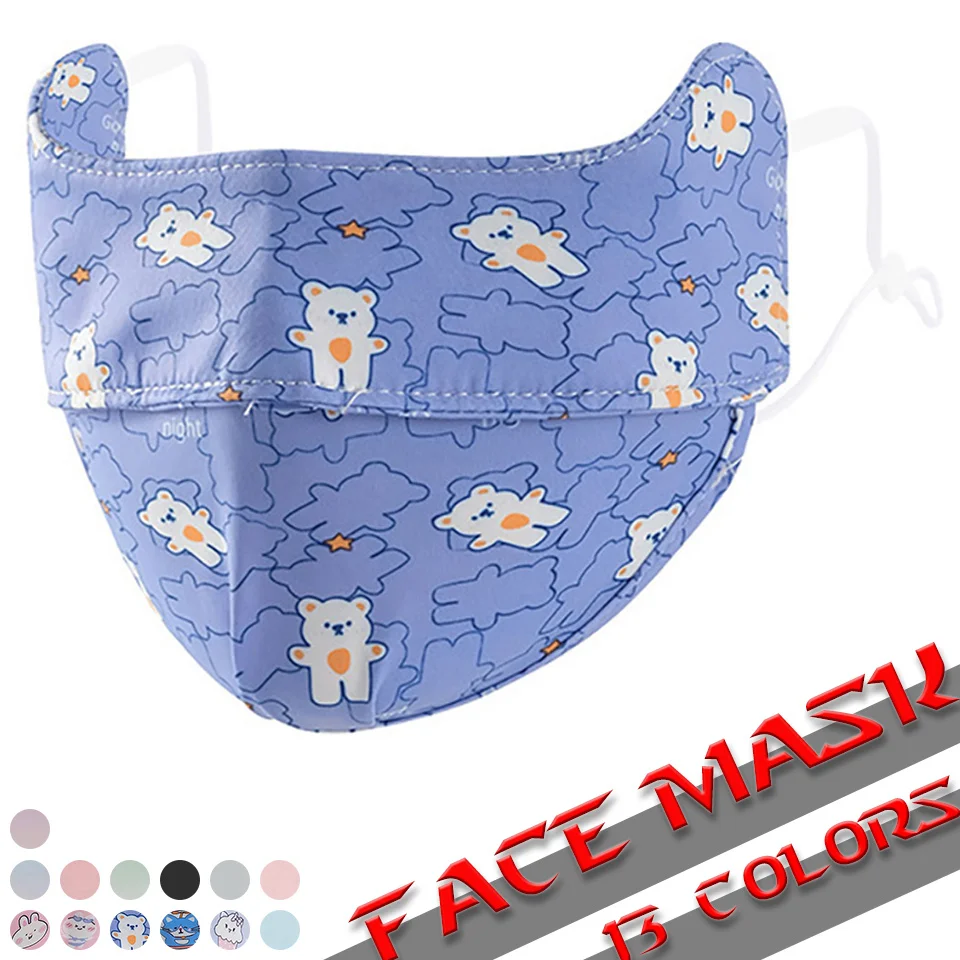 

Printed Cartoon Children Face Mask Hanging Ear Adjustable Dustproof Breathable Bandana Boys Girls Outdoor Sports Ice Silk Mask