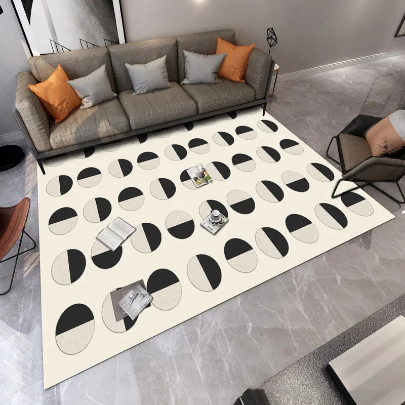 

Nordic Light Luxury Abstract Sofa Crystal Velvet Carpet Living Room Bedroom Simple Modern Tatami Bedside Blanket Black White Non