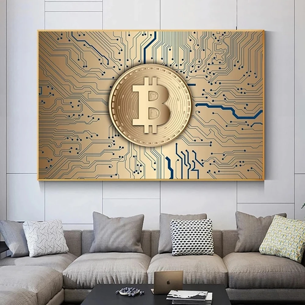 

Abstract Bitcoin Prints Posters Wall Art Canvas Painting Wall Pictures For Modern Popularity Living Room Home Decorate Frameless